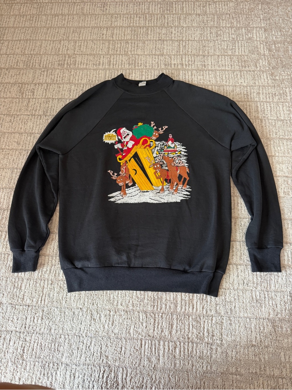 Black vintage 90s Holiday Graphic Crewneck Sweater unisex size L made in USA